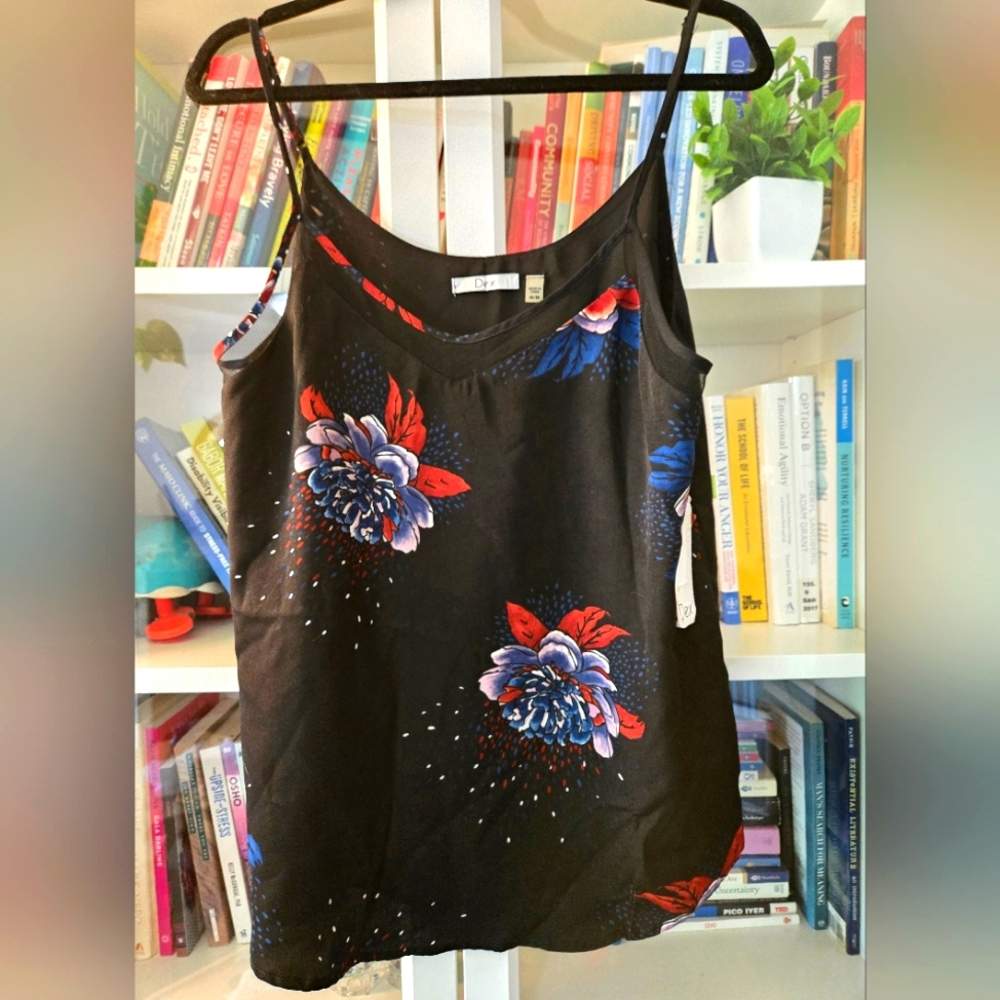 NWT Dex Black Floral Explosion Peony Camisole Sleeveless Top - Picture 2 of 12
